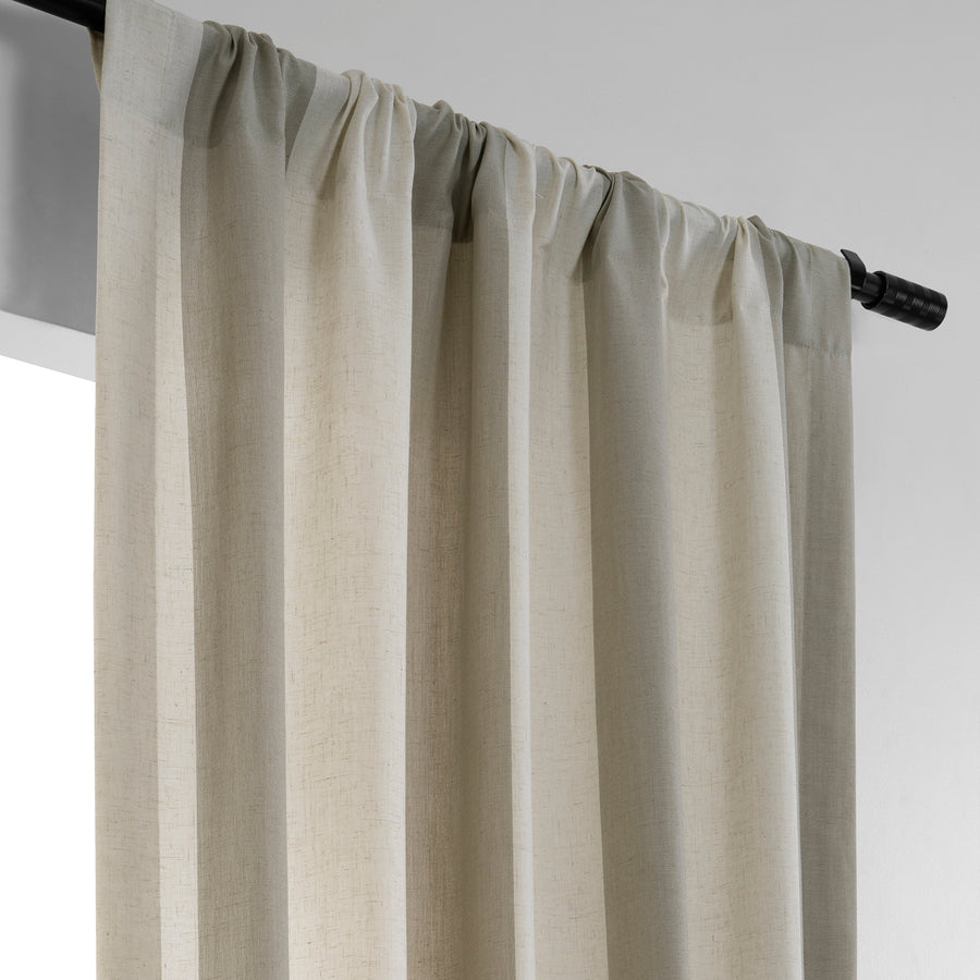 Del Mar Stone Striped Linen Blend Curtain