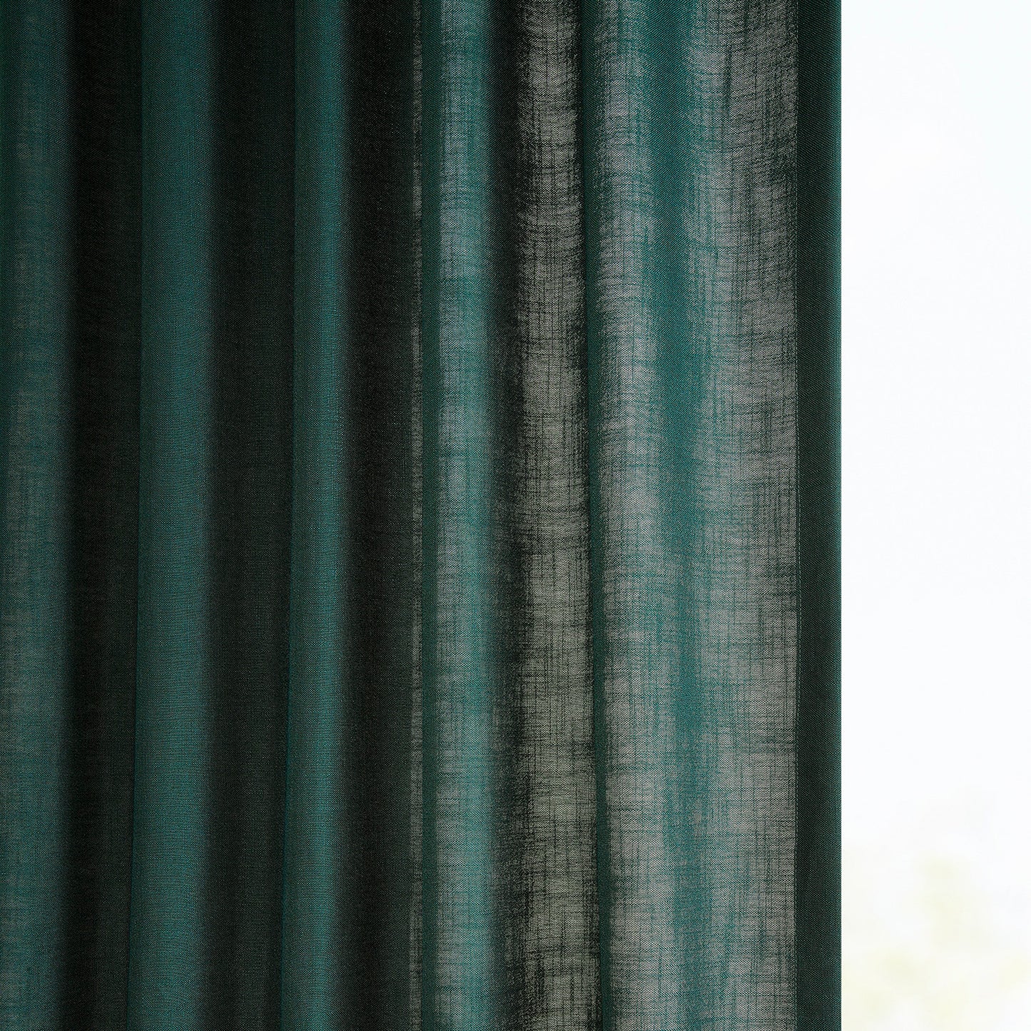 Deep Green Classic Faux Linen Custom Curtain