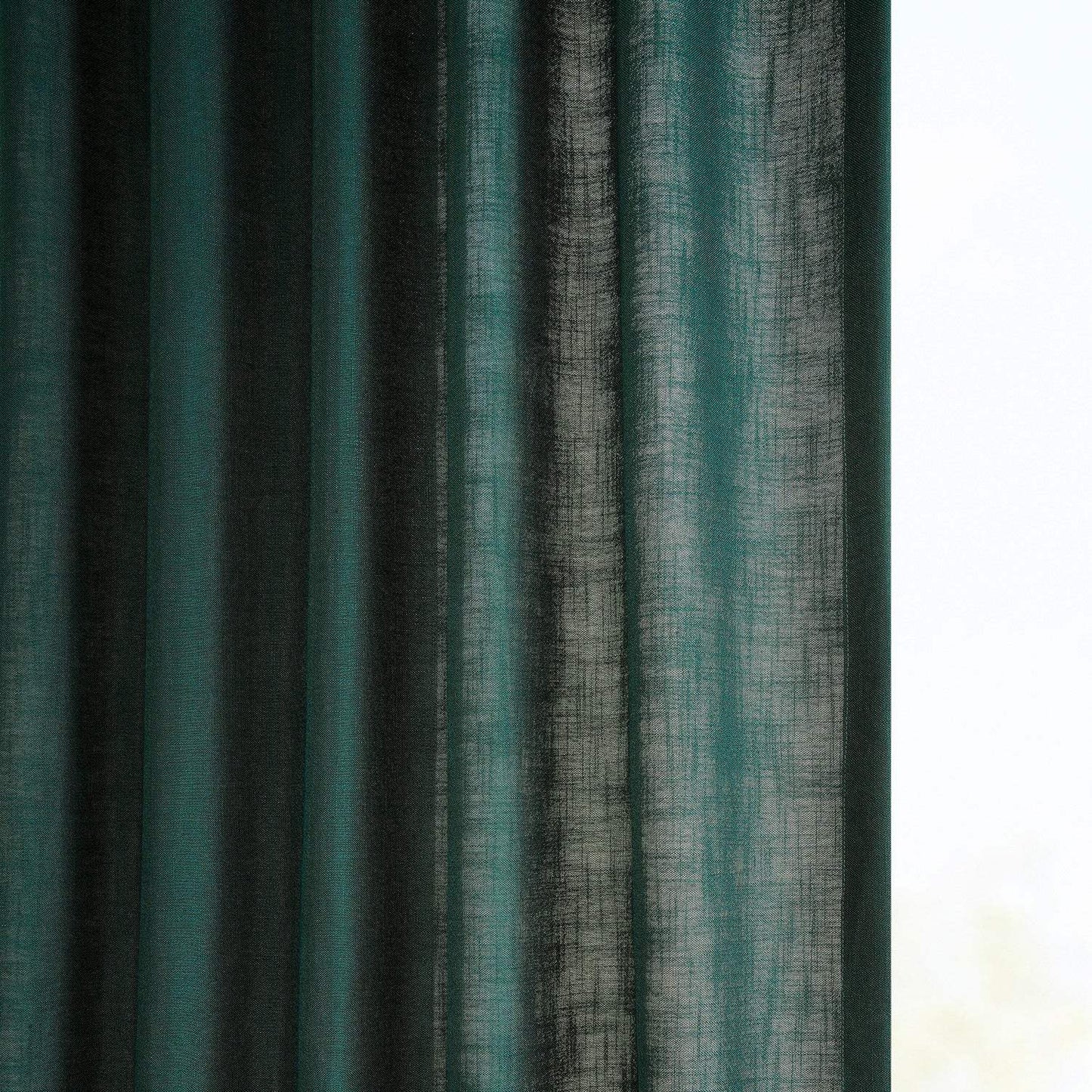 Deep Green Classic Faux Linen Custom Curtain
