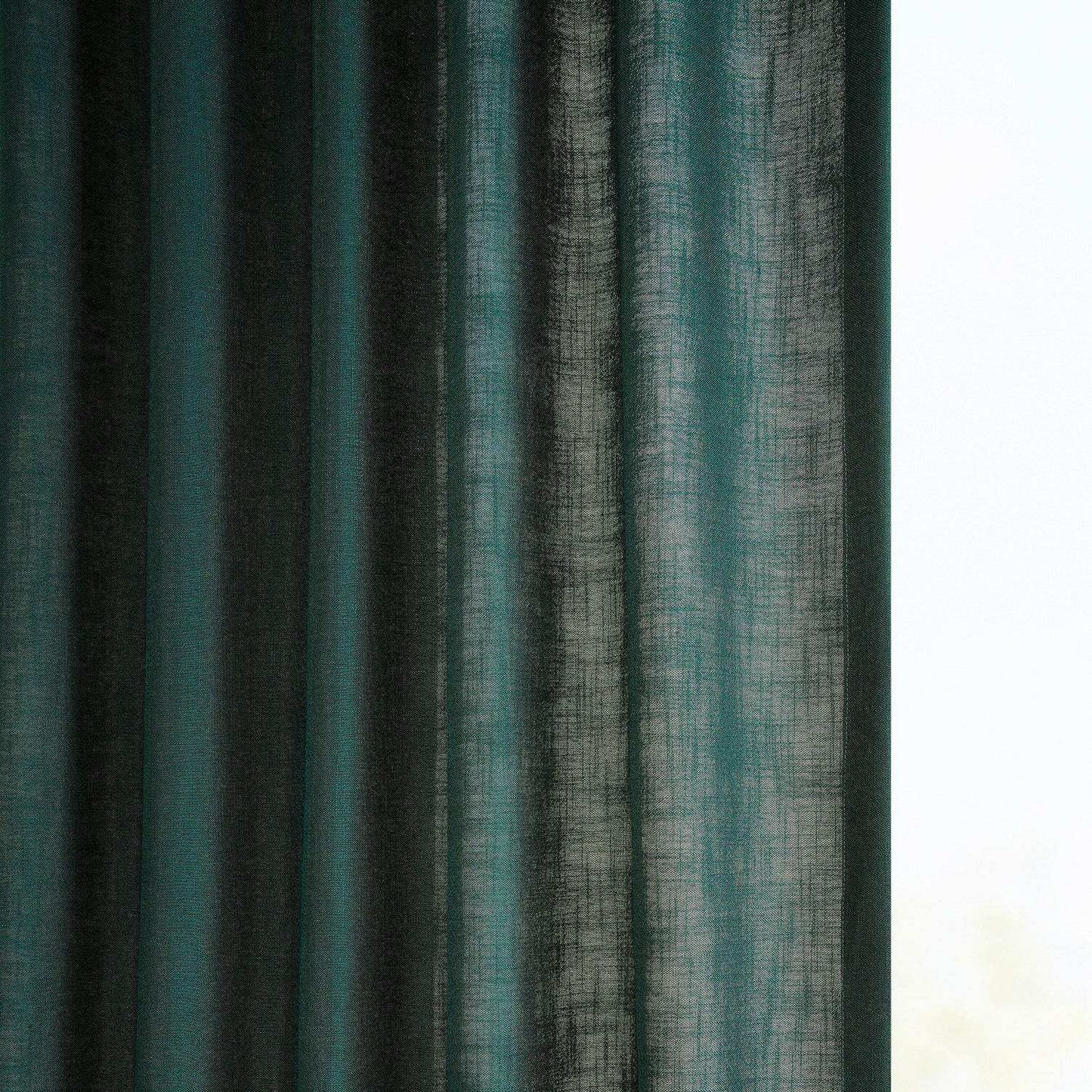 Deep Green Classic Faux Linen Custom Curtain