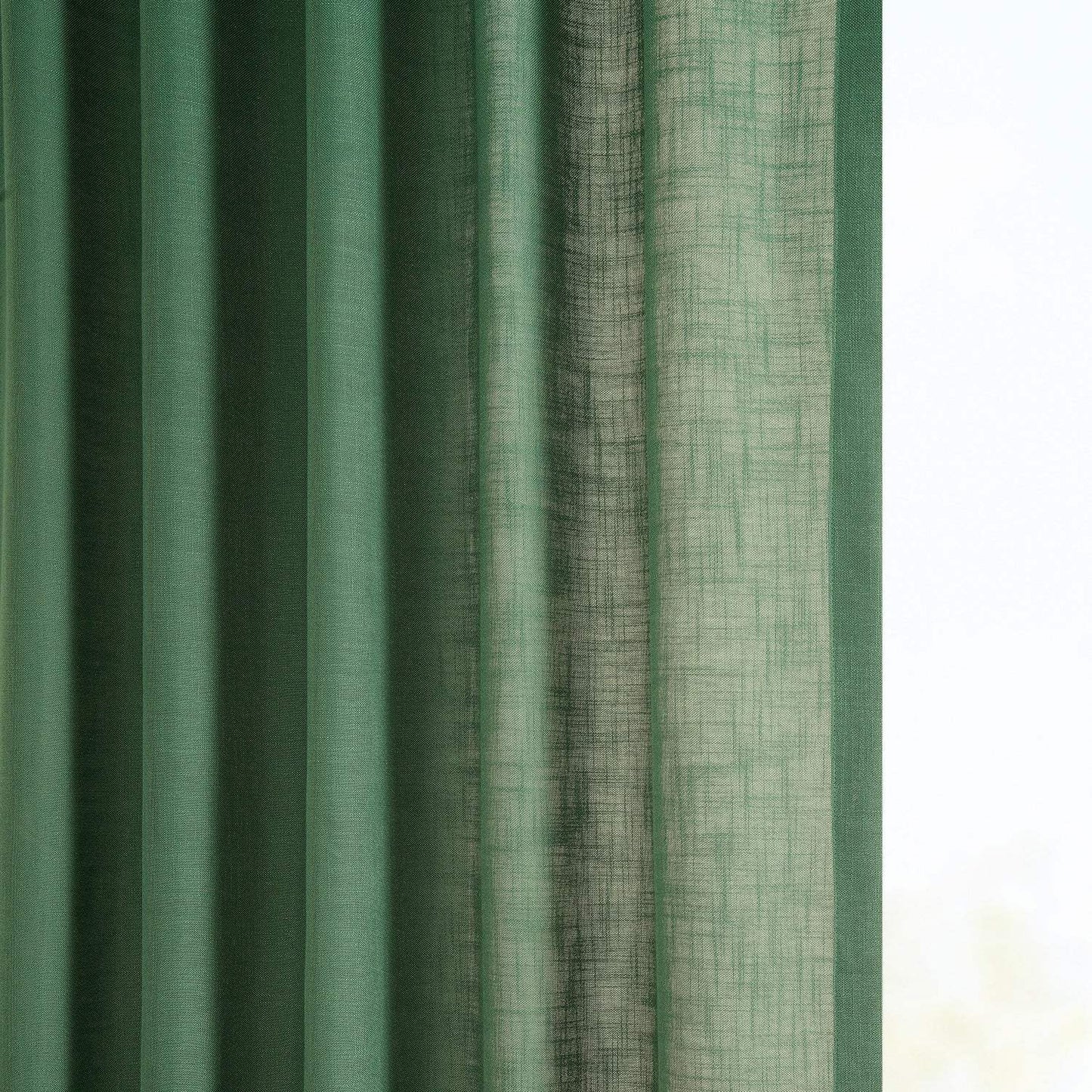 Green Classic Faux Linen Custom Curtain