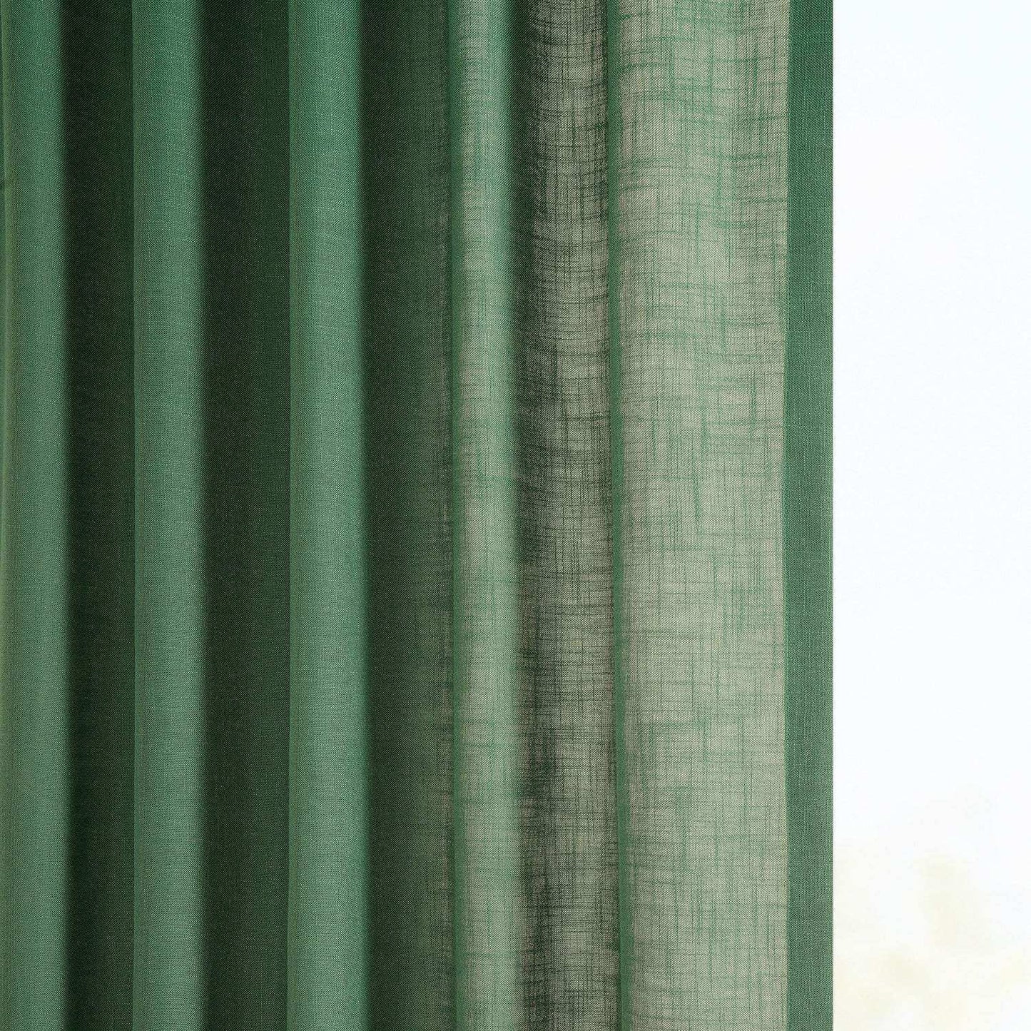 Green Classic Faux Linen Custom Curtain