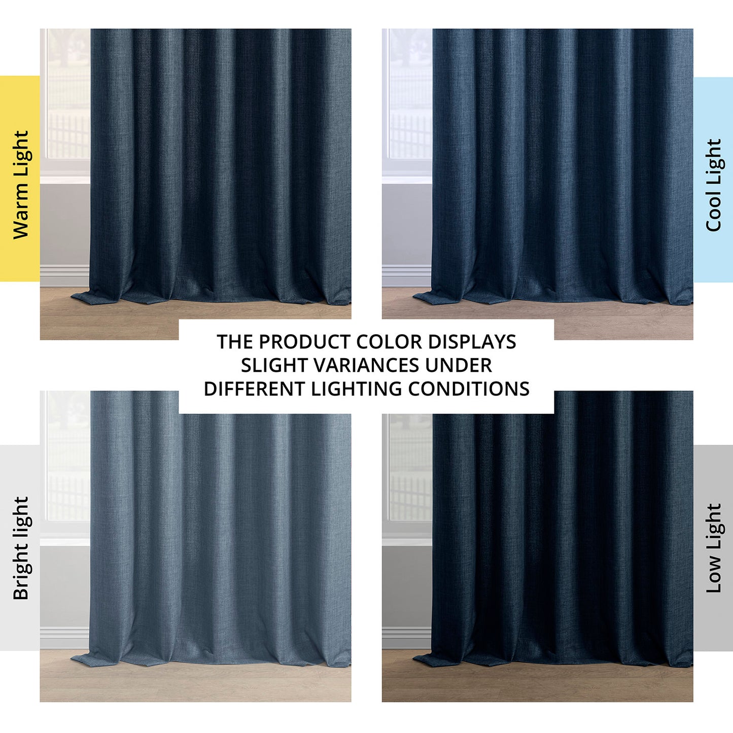 Sergeants Blue Italian Faux Linen Room Darkening Curtain