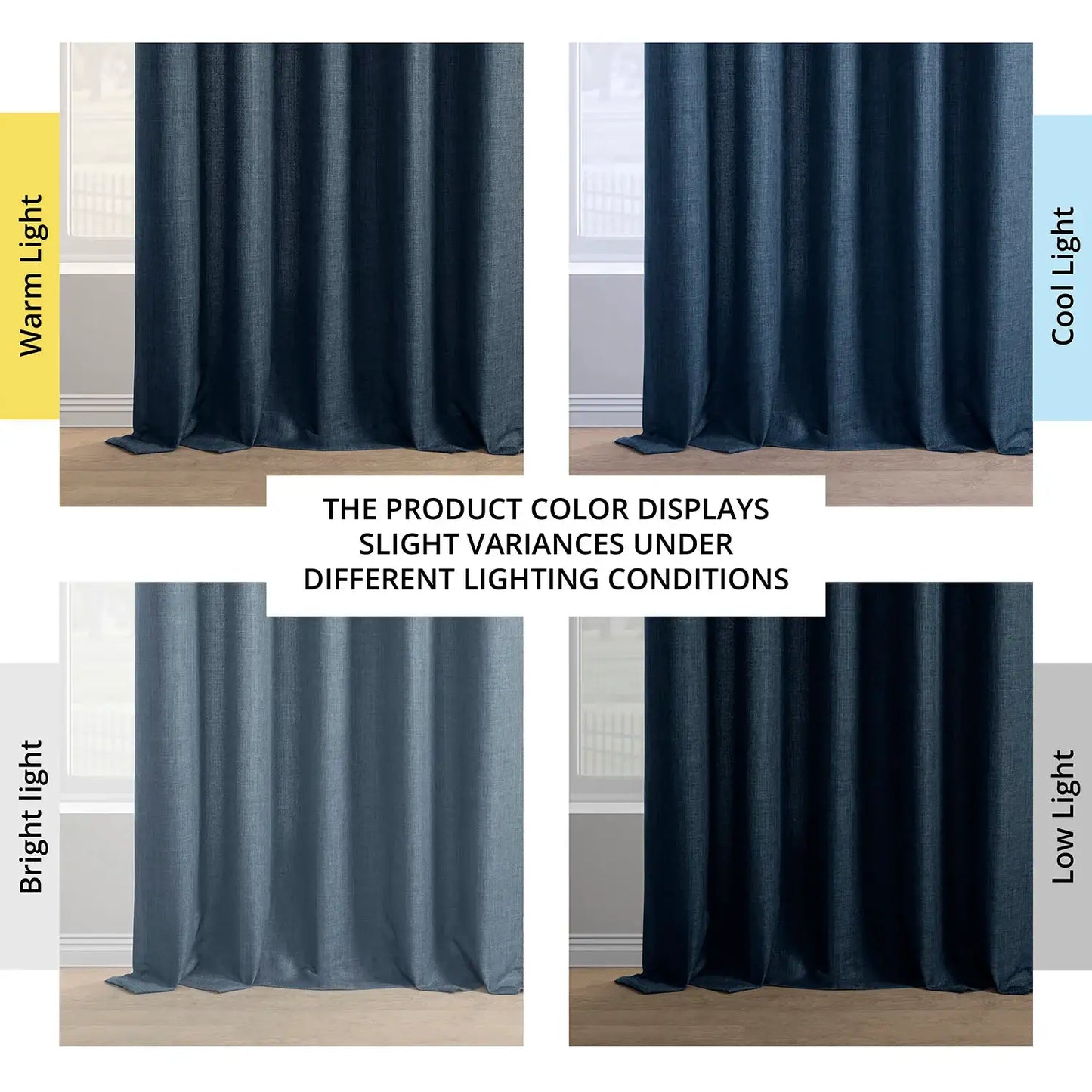 Sergeants Blue Italian Faux Linen Room Darkening Curtain