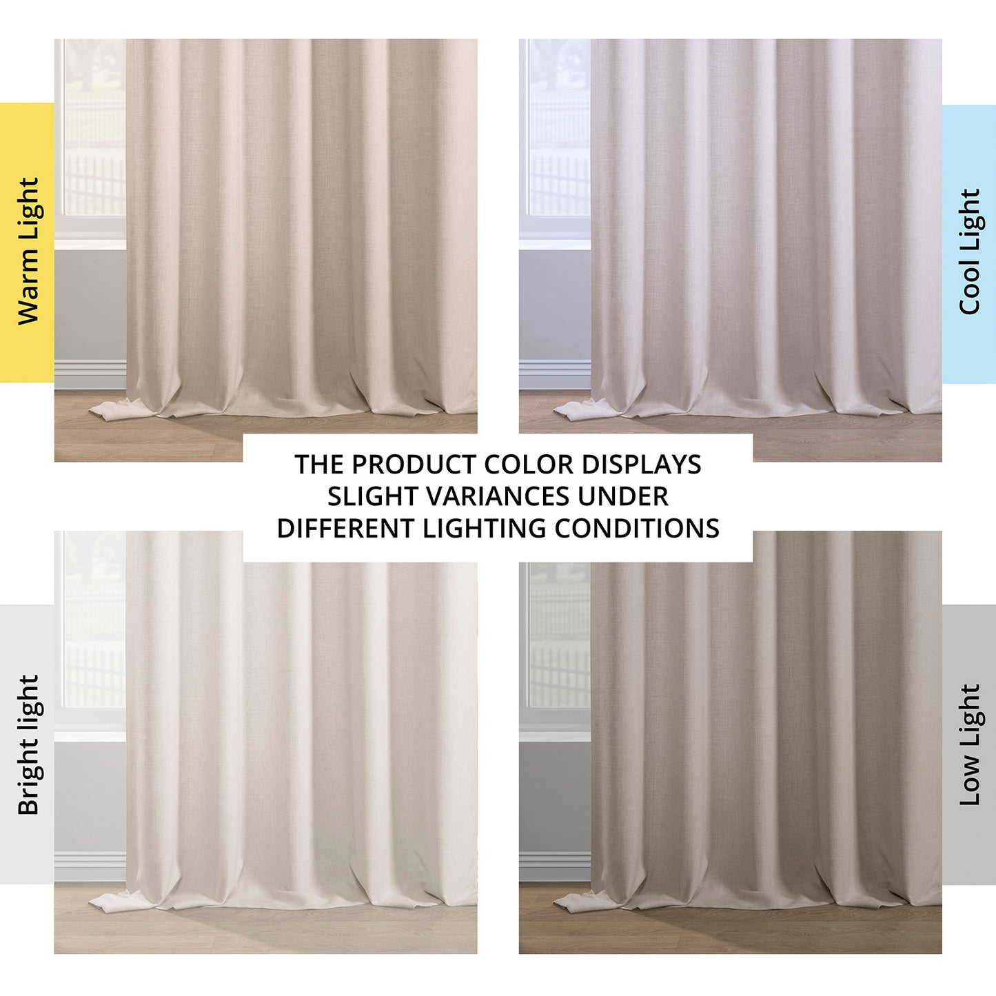 Parchment Cream Italian Faux Linen Room Darkening Curtain