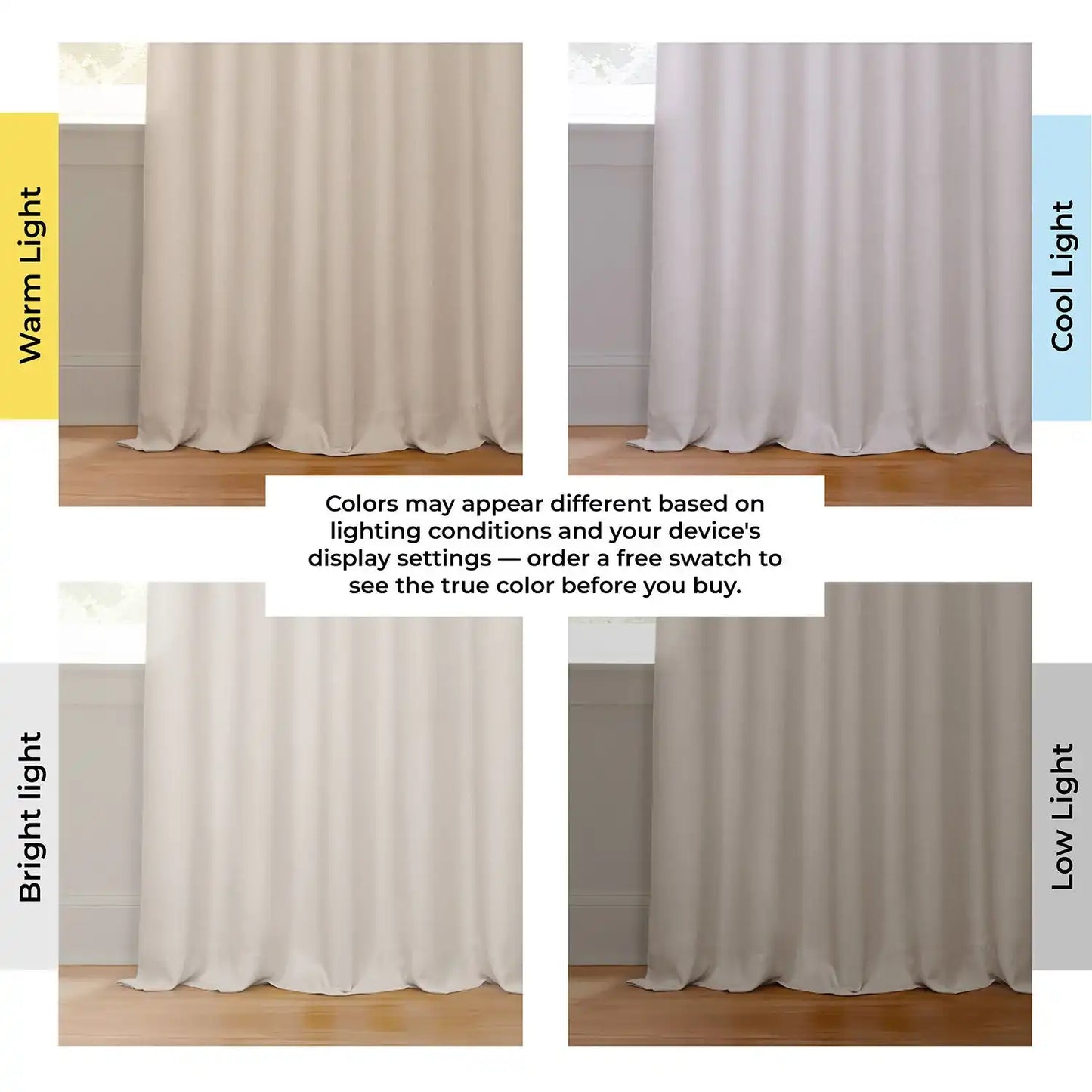 Parchment Cream Italian Faux Linen Room Darkening Curtain