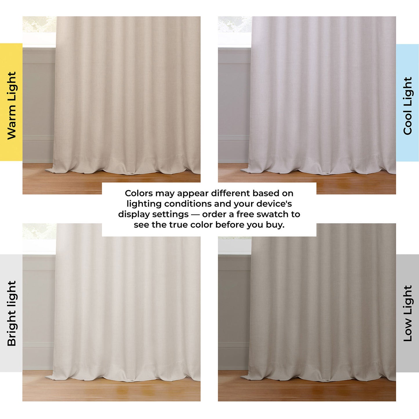 Parchment Cream Italian Faux Linen Room Darkening Curtain