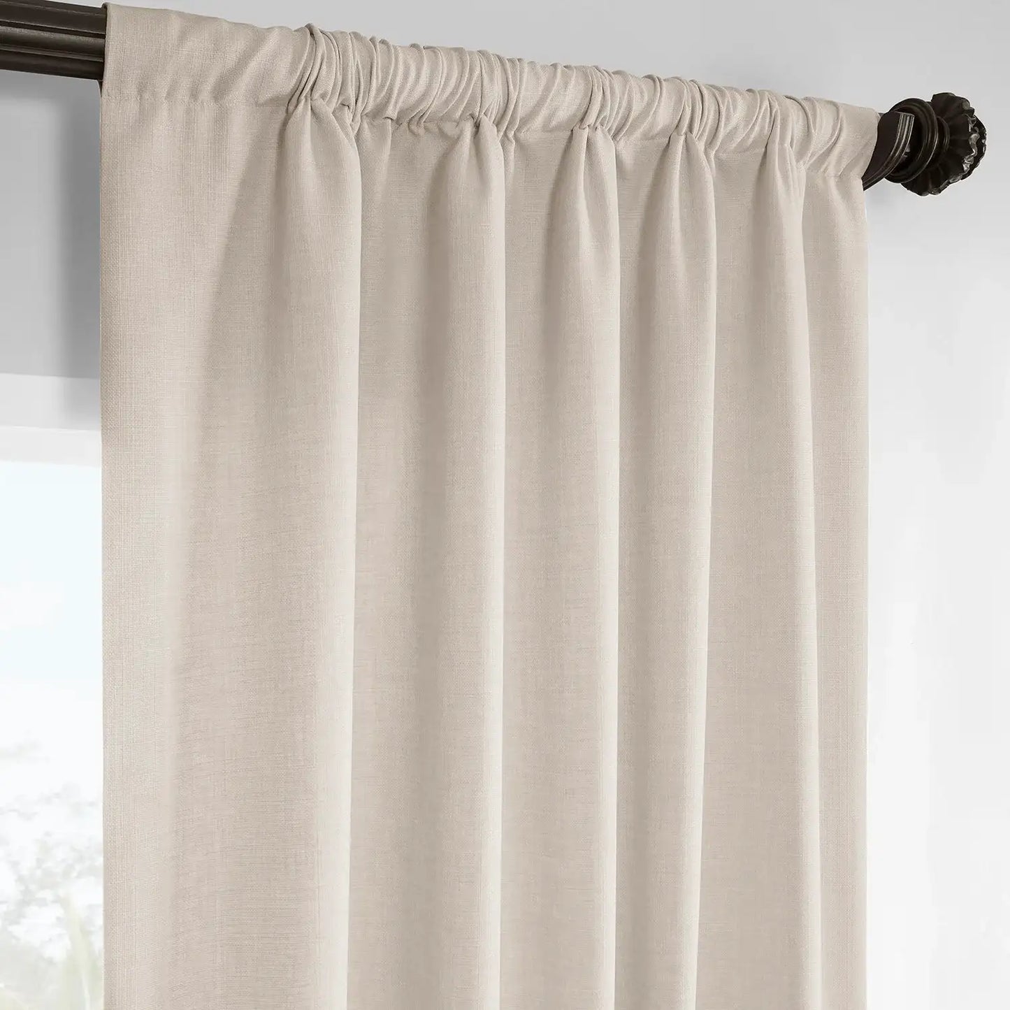 Parchment Cream Italian Faux Linen Custom Curtain