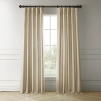 Sepia Tan Italian Faux Linen Room Darkening Curtain