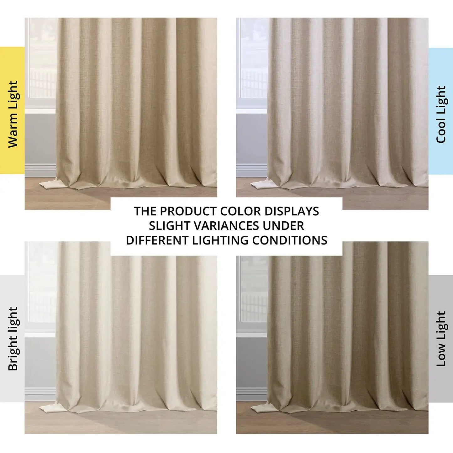 Sepia Tan Italian Faux Linen Room Darkening Curtain