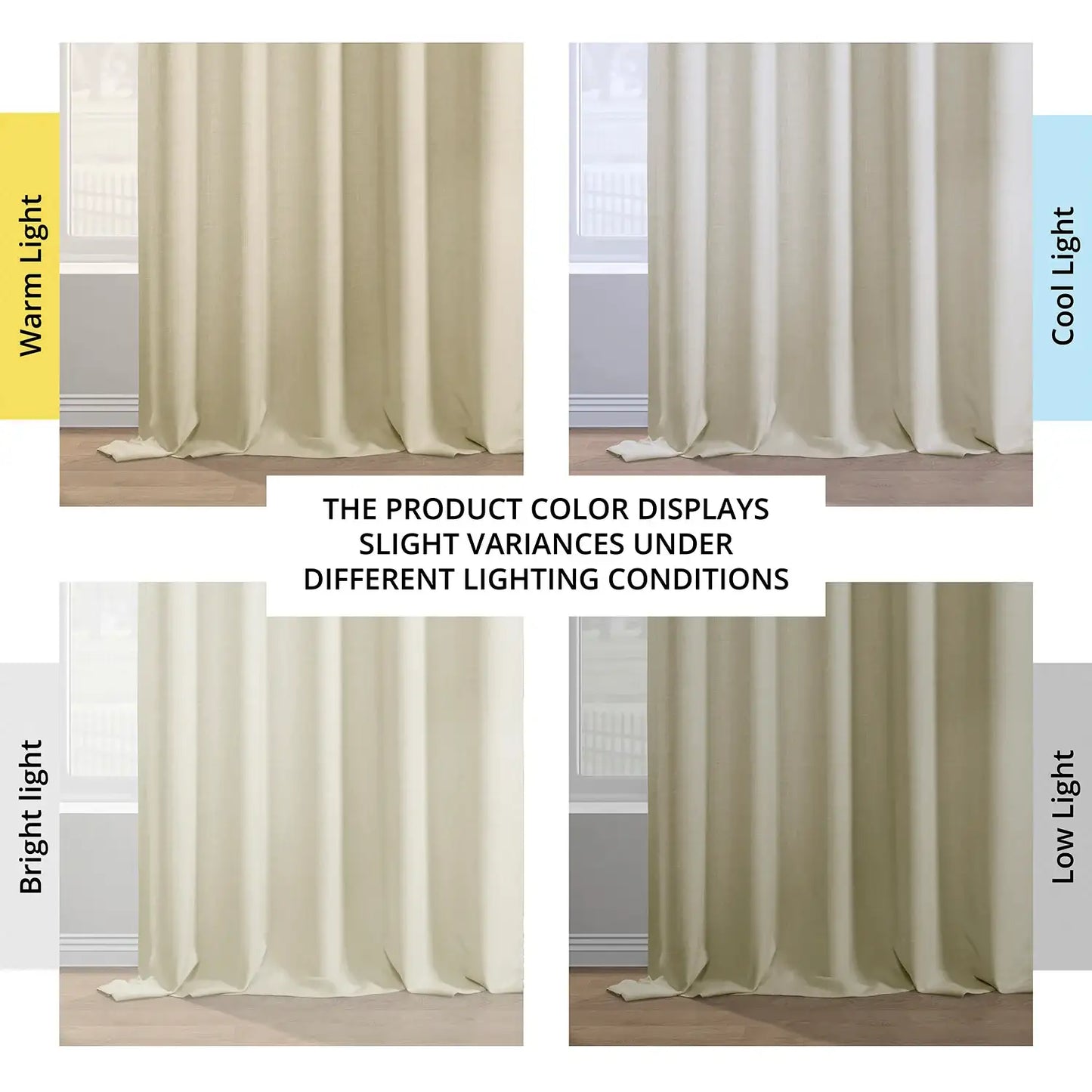 Gravity Ivory Italian Faux Linen Room Darkening Curtain
