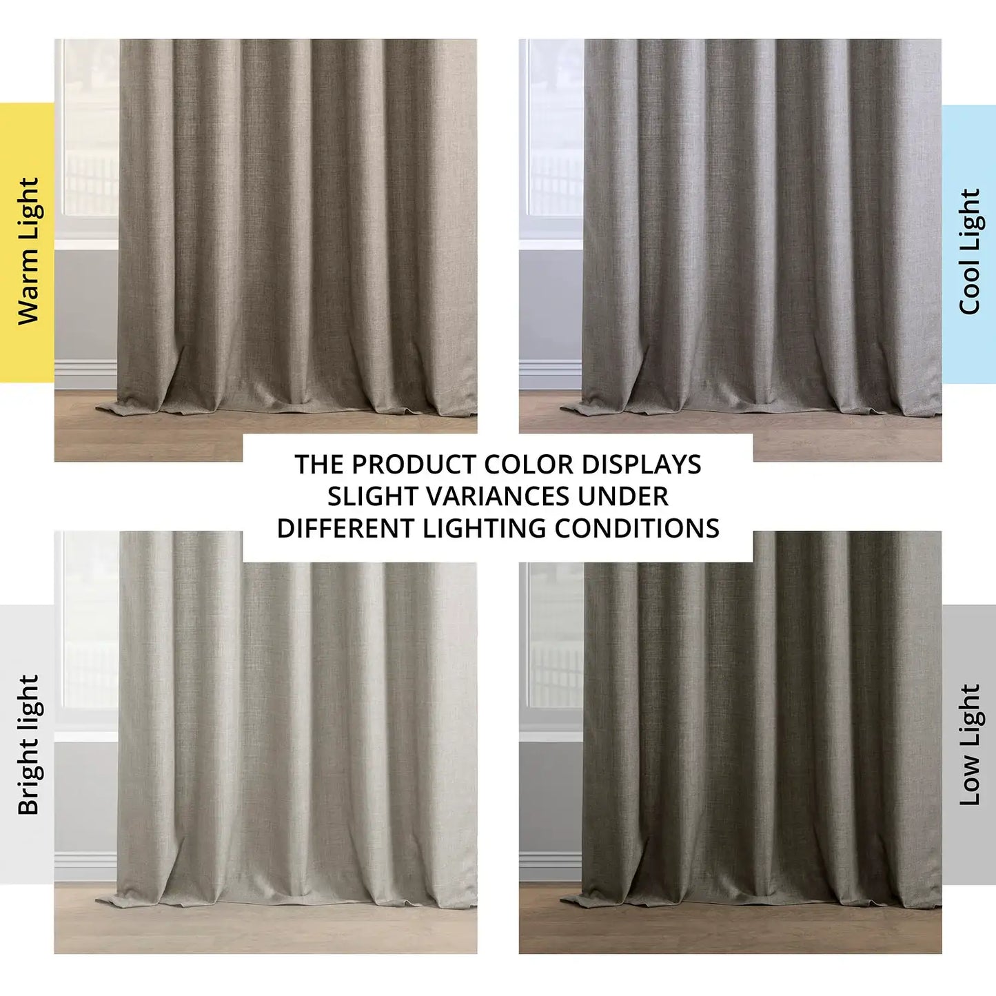 Fossil Grey Italian Faux Linen Room Darkening Curtain