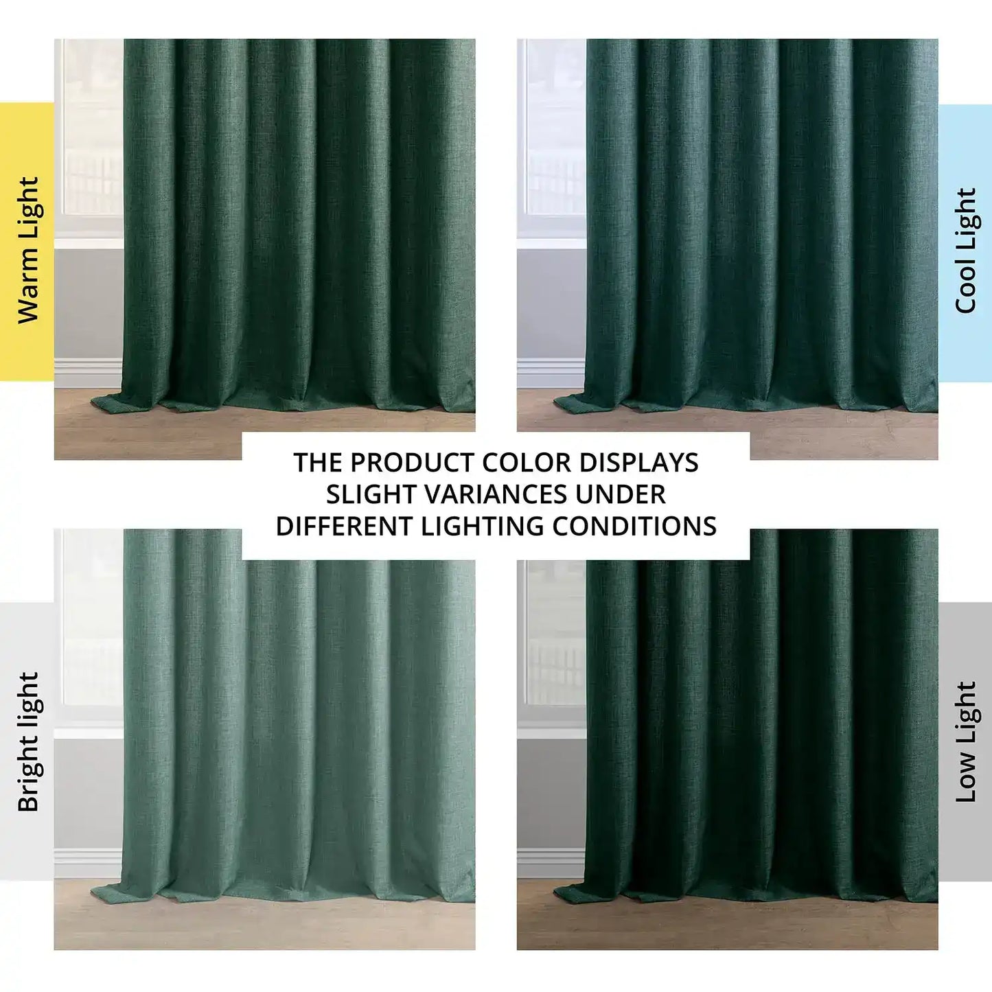 Empire Green Italian Faux Linen Room Darkening Curtain