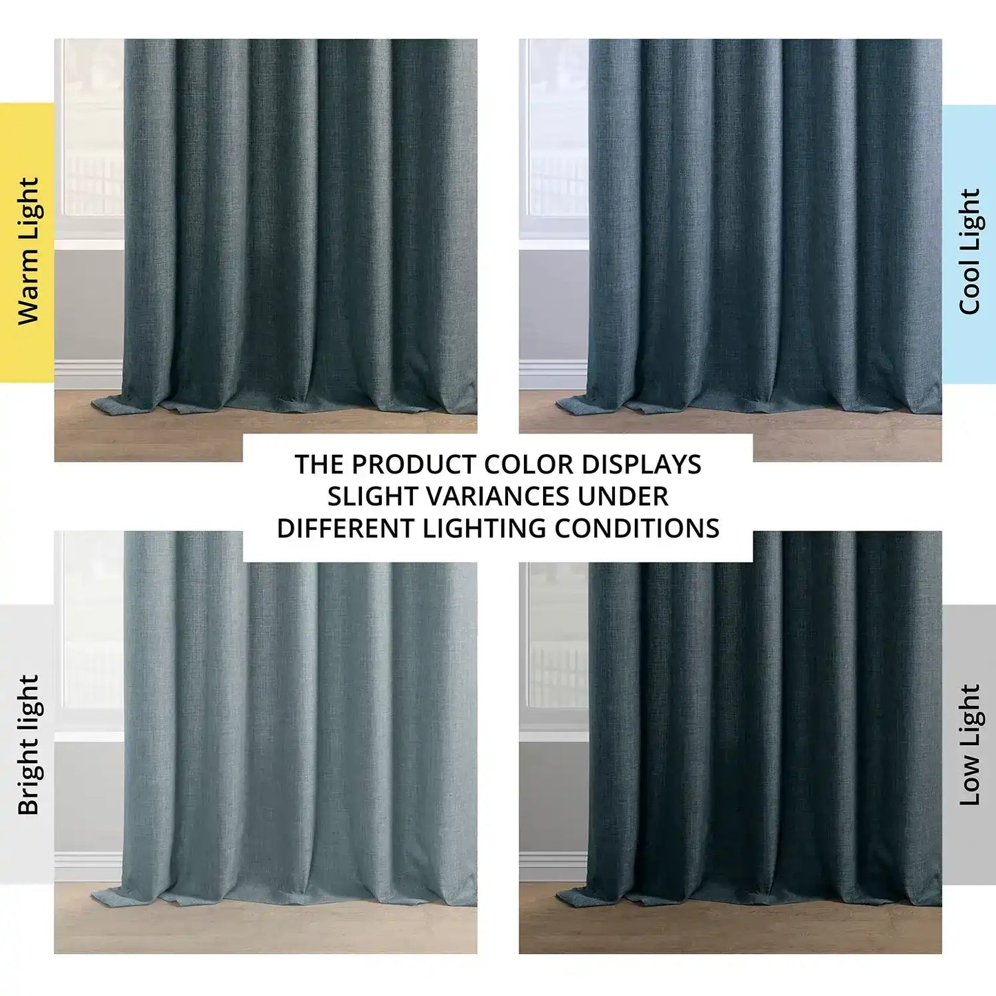 Sweden Blue Italian Faux Linen Room Darkening Curtain