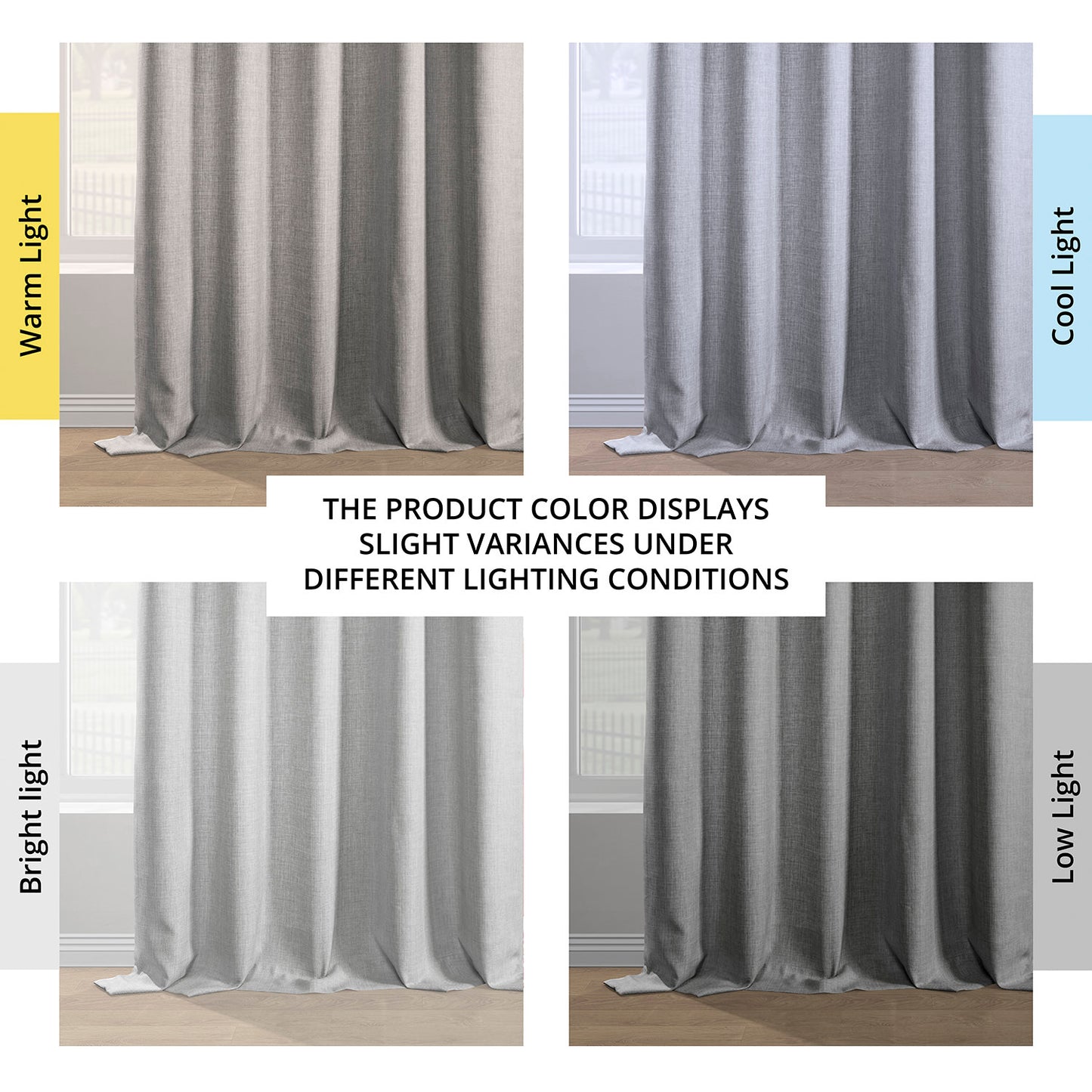 Portrait Grey Italian Faux Linen Room Darkening Curtain