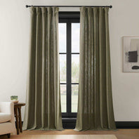 Khaki Green Simply Faux Linen Light Filtering Curtain Pair (2 Panels)