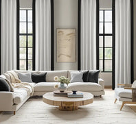 Fresh Popcorn & Black Bordered Vertical Printed Cotton Custom Curtain