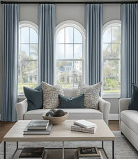 Gulf Blue Textured Bellino Custom Curtain