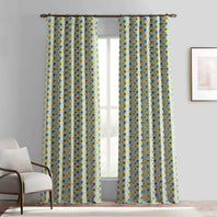 Zanni Multi Blue Green Faux Silk Jacquard Curtain - HalfPriceDrapes.com