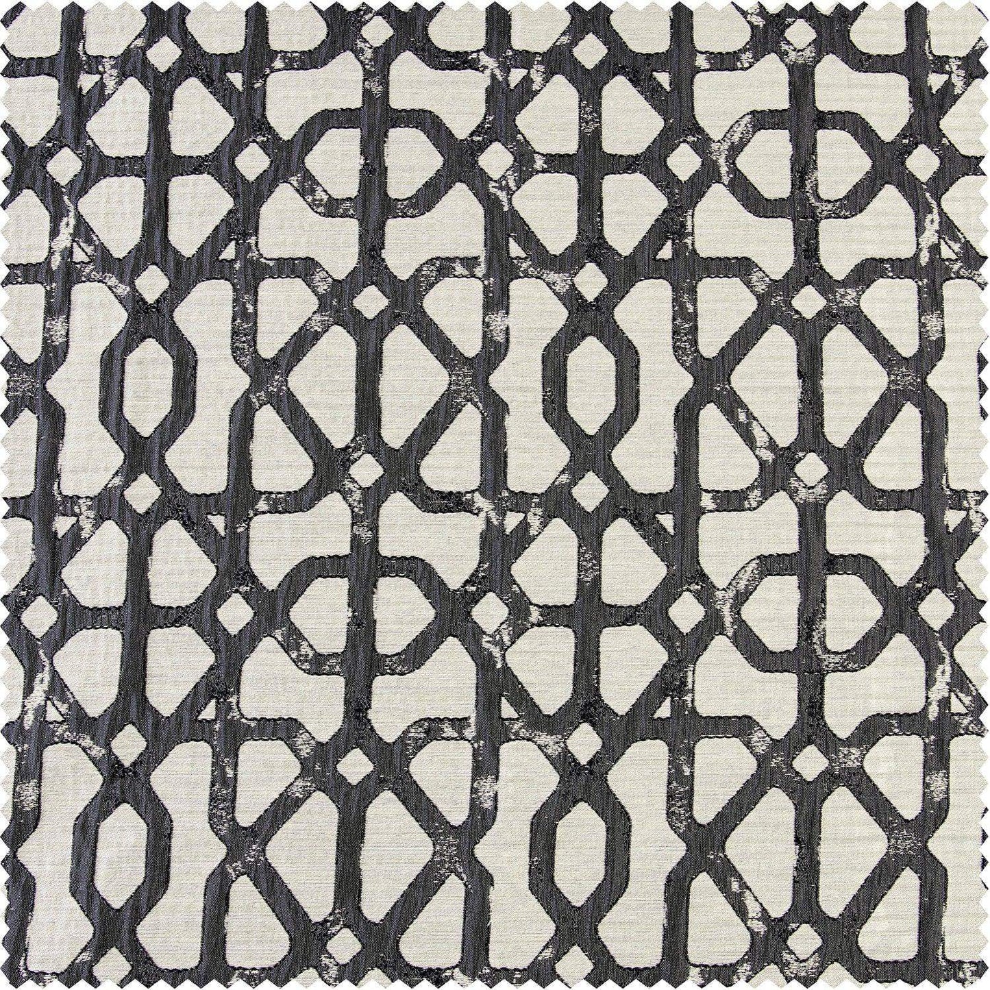 Metro Black Faux Silk Jacquard Swatch - HalfPriceDrapes.com