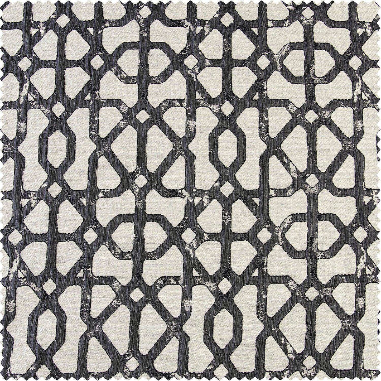 Metro Black Faux Silk Jacquard Swatch - HalfPriceDrapes.com