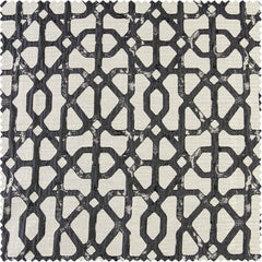Metro Black Geometric Faux Silk Jacquard Room Darkening Curtain