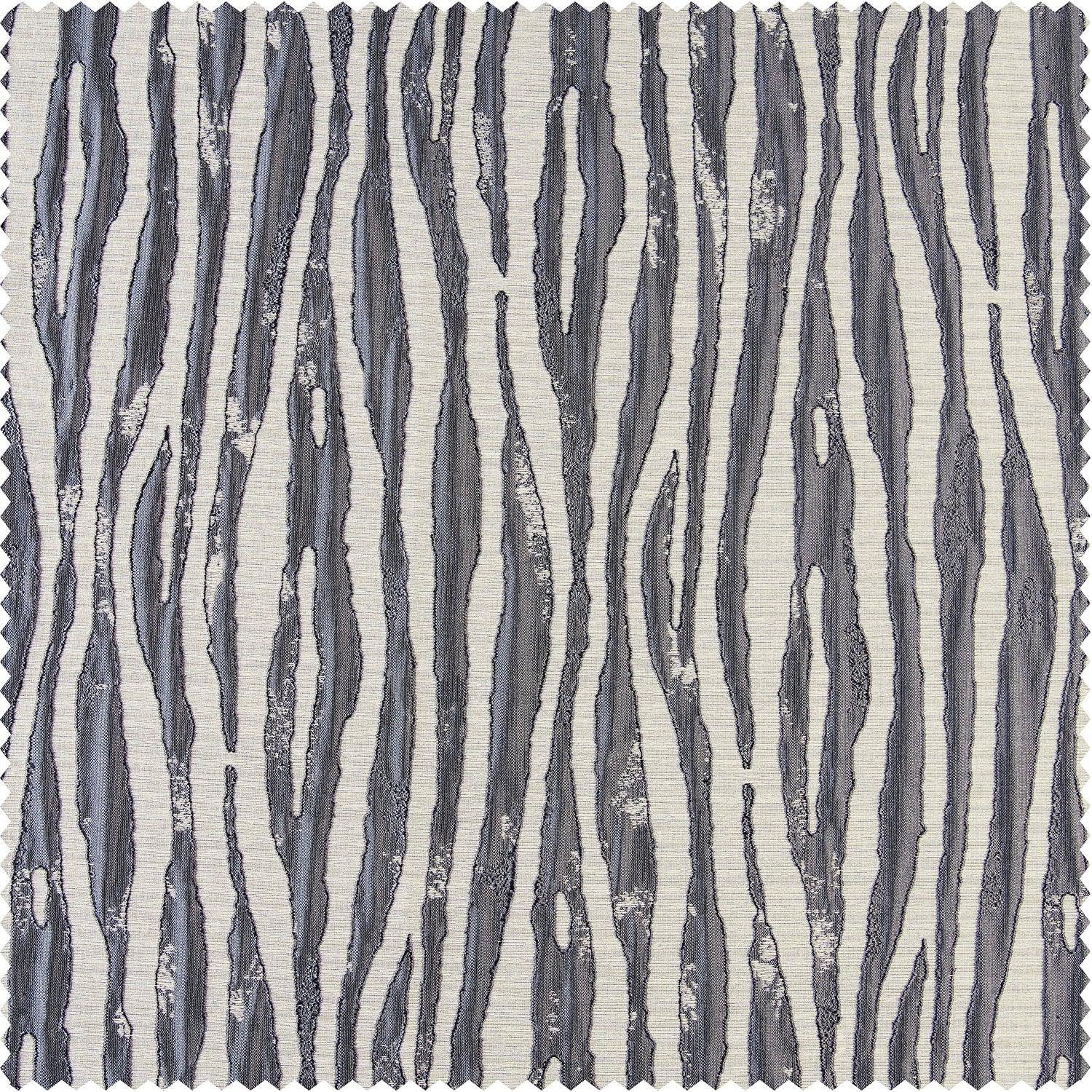 Tiger Stripe Grey Striped Faux Silk Jacquard Room Darkening Curtain