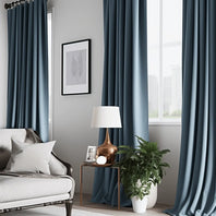 London Blue Heritage Plush Velvet Custom Curtain - HalfPriceDrapes.com