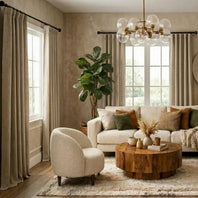 Nomad Tan Textured Faux Linen Custom Curtain
