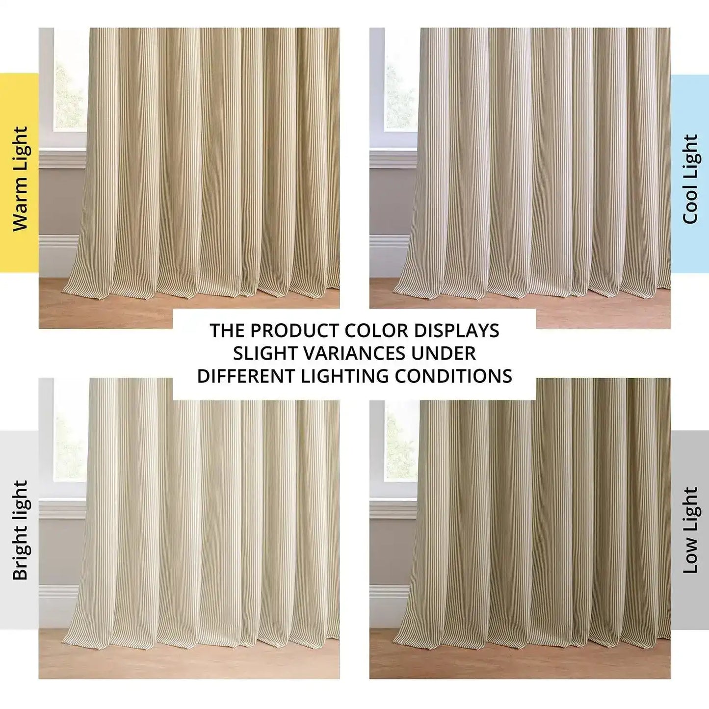 Coastal Beige Thin Striped Grommet Villanova Outdoor Curtain
