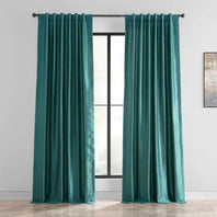 Peacock Vintage Textured Faux Dupioni Silk Blackout Curtain - HalfPriceDrapes.com