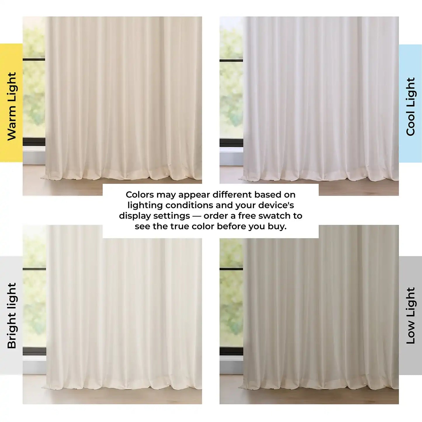Off White Grommet Vintage Textured Faux Dupioni Silk Blackout Curtain