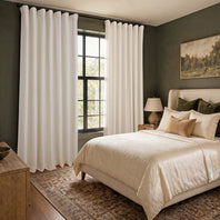 Off White Vintage Textured Faux Dupioni Silk Room Darkening Curtain