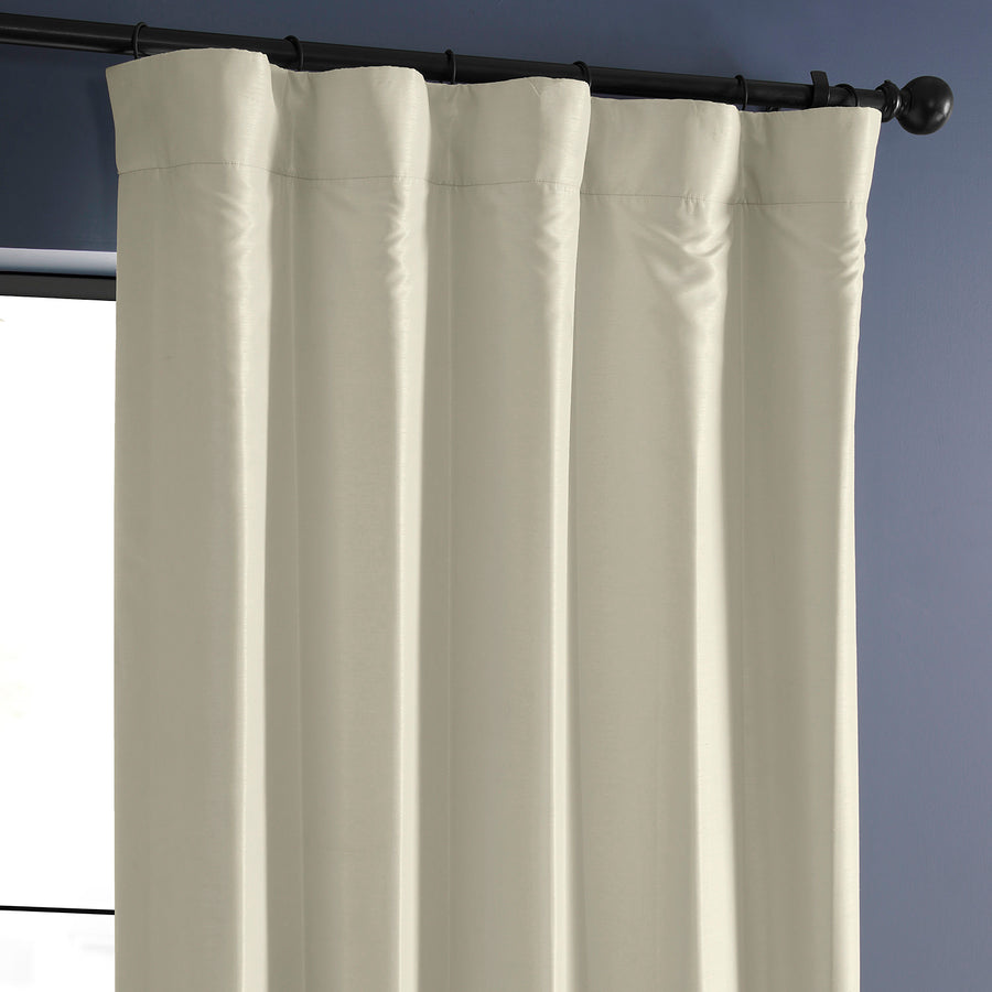 Off White Vintage Textured Faux Dupioni Silk Blackout Curtain