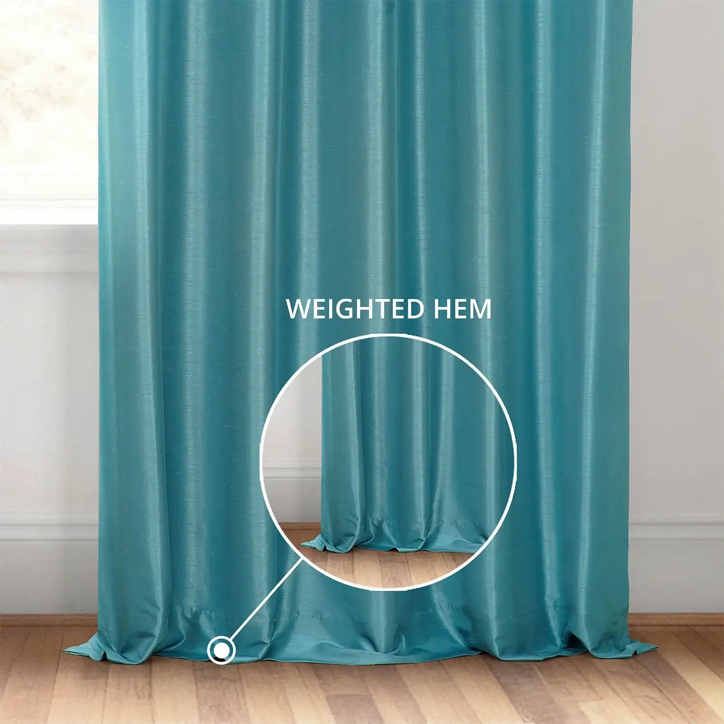 Nassau Blue Vintage Textured Faux Dupioni Silk Custom Curtain