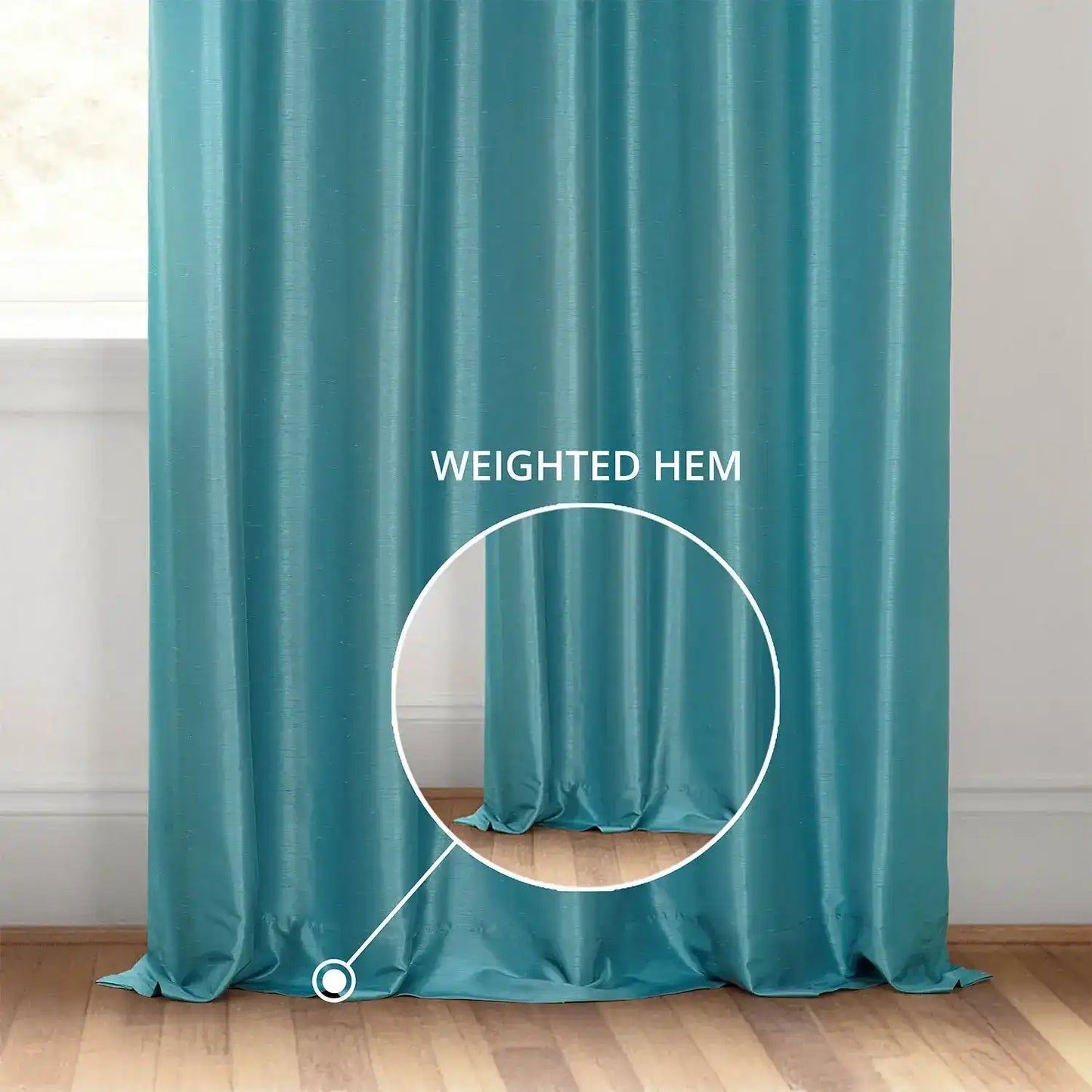 Nassau Blue Vintage Textured Faux Dupioni Silk Custom Curtain