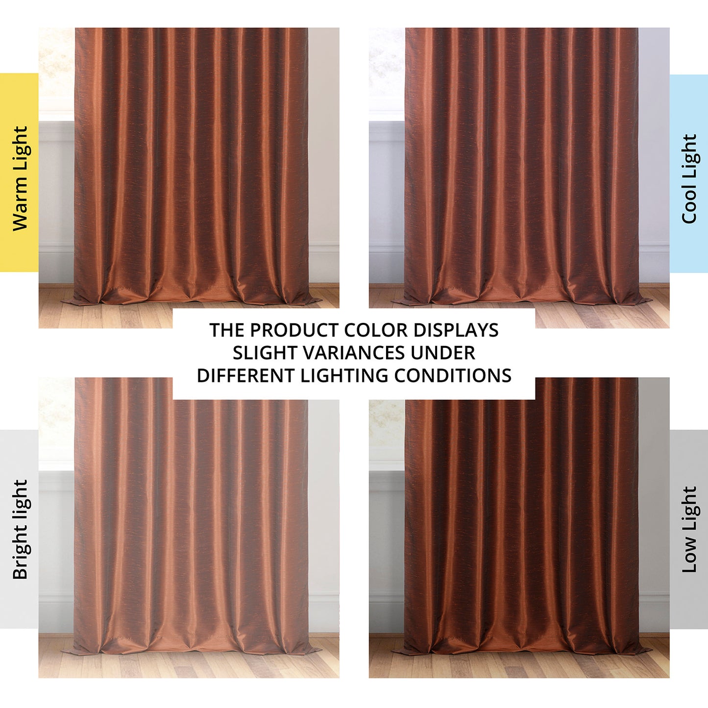 Copper Kettle French Pleat Vintage Textured Faux Dupioni Silk Blackout Curtain