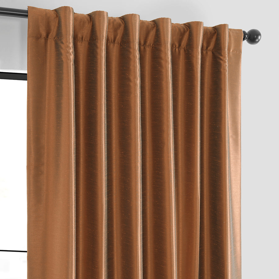 Copper Kettle Vintage Textured Faux Dupioni Silk Blackout Curtain