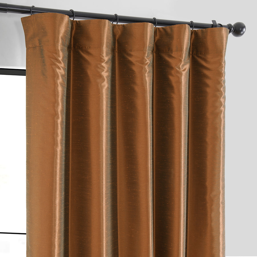 Copper Kettle Vintage Textured Faux Dupioni Silk Blackout Curtain
