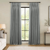 Storm Grey Pinch Pleat Vintage Textured Faux Dupioni Silk Blackout Curtain