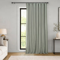 Silver Extra Wide Vintage Textured Faux Dupioni Silk Blackout Curtain