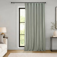 Sage Grey Extra Wide Vintage Textured Faux Dupioni Silk Blackout Curtain