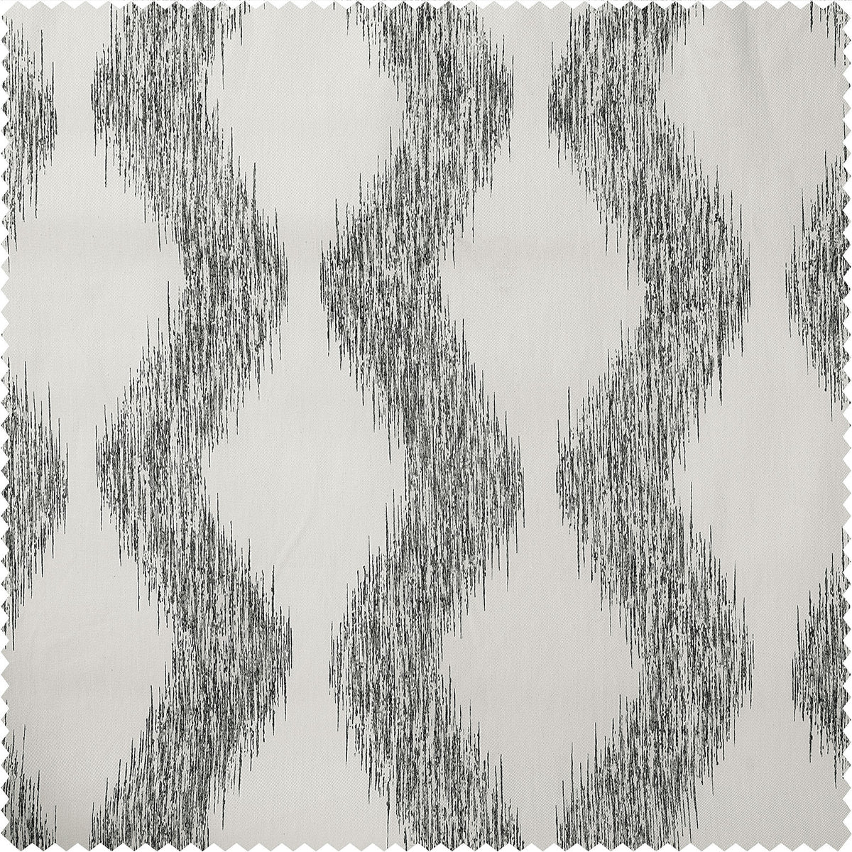 Ikat Wave Charcoal Geometric Artisan Bloom Printed Cotton Twill Custom Curtain