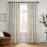 Meadow Bloom Honey Floral Artisan Bloom Printed Cotton Twill Room Darkening Curtain