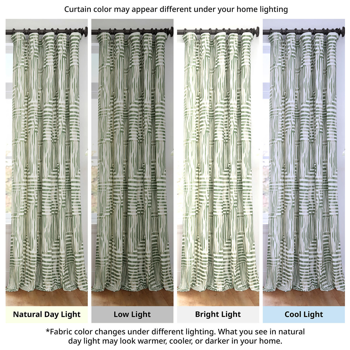 Woven Abstract Green Abstract Artisan Bloom Printed Cotton Twill Room Darkening Curtain