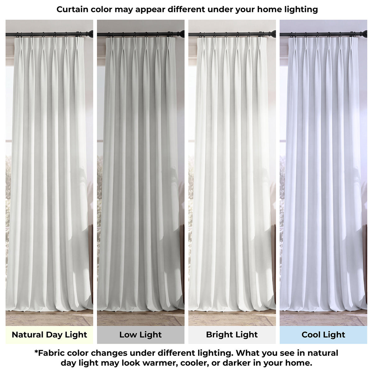 Off White Pinch Pleat Performance Linen Hotel Blackout Curtain