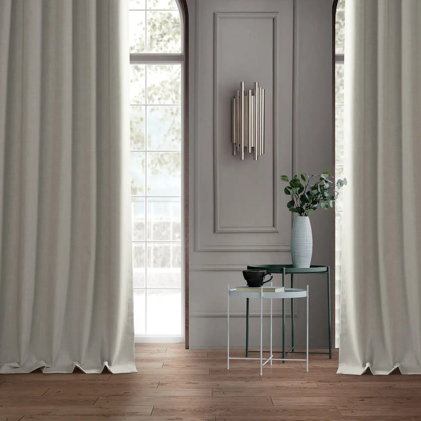 Warm White Performance Linen Custom Curtain