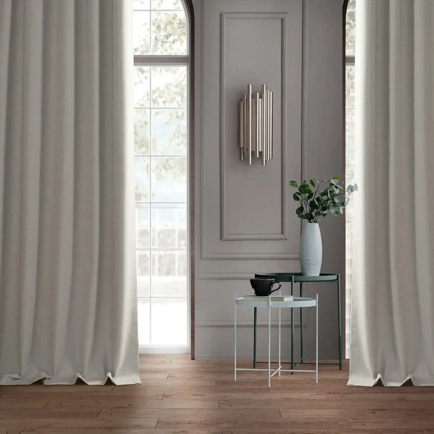 Warm White Performance Linen Custom Curtain