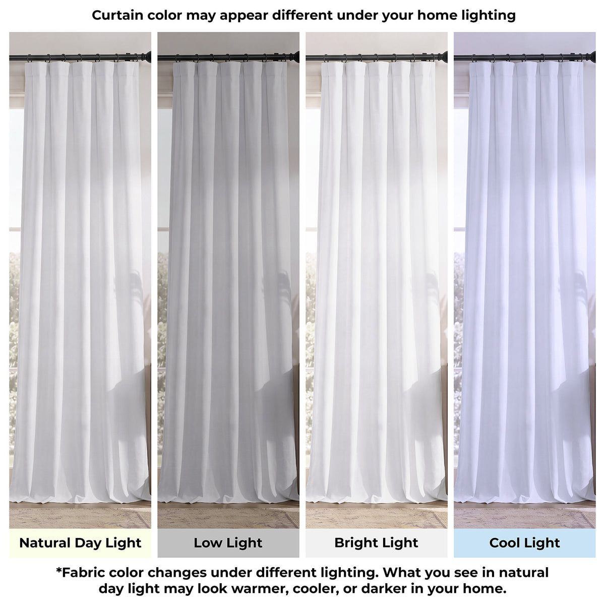 White Extra Wide Performance Linen Hotel Blackout Curtain