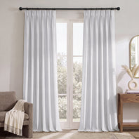 White Pinch Pleat Performance Linen Hotel Blackout Curtain